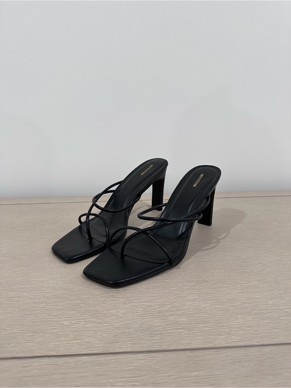 PrettyLittleThing Black Strappy Square Toe Block Heel Mules
